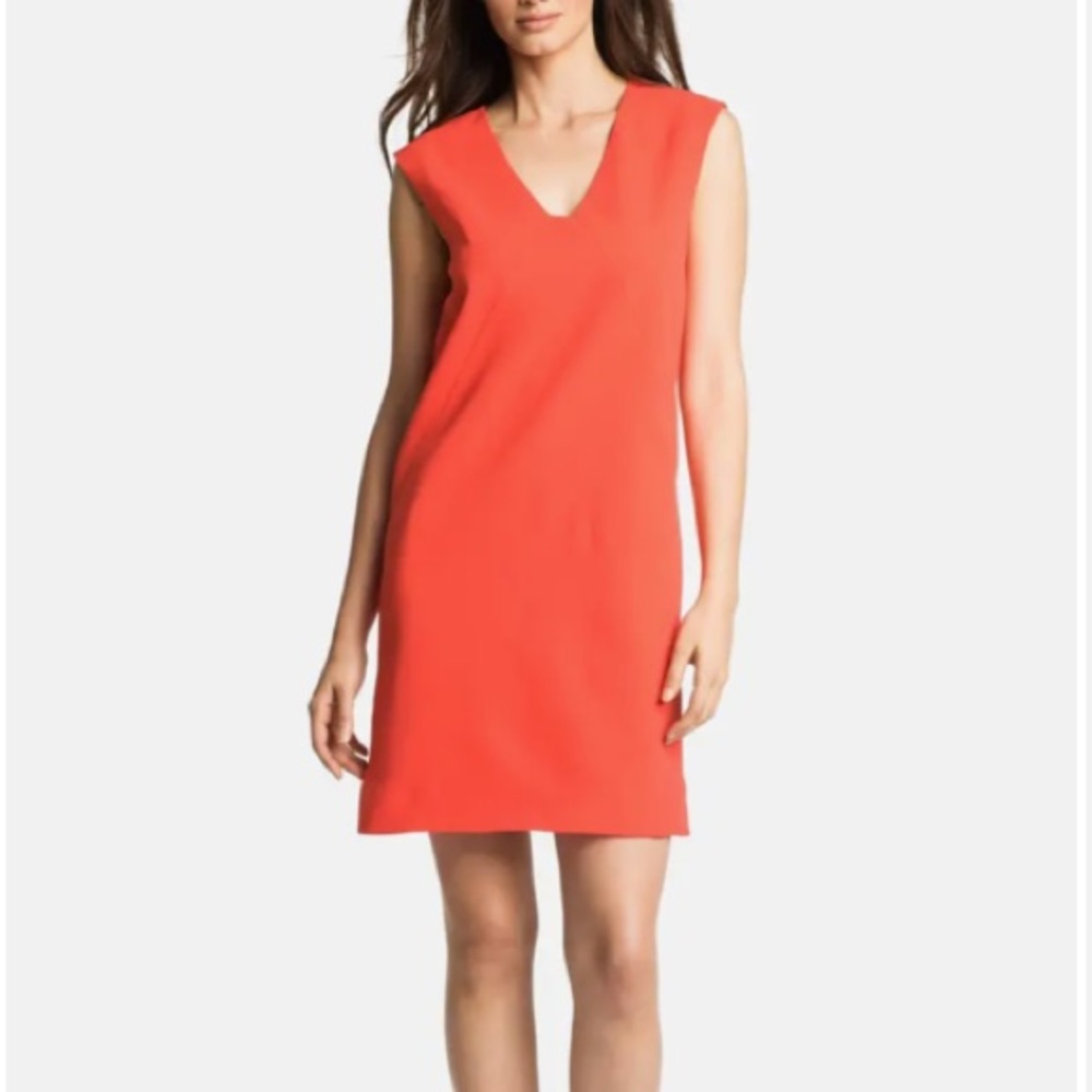 4.collective Red Coral Shift Mini Dress Size 2 Small Dry-cleaned